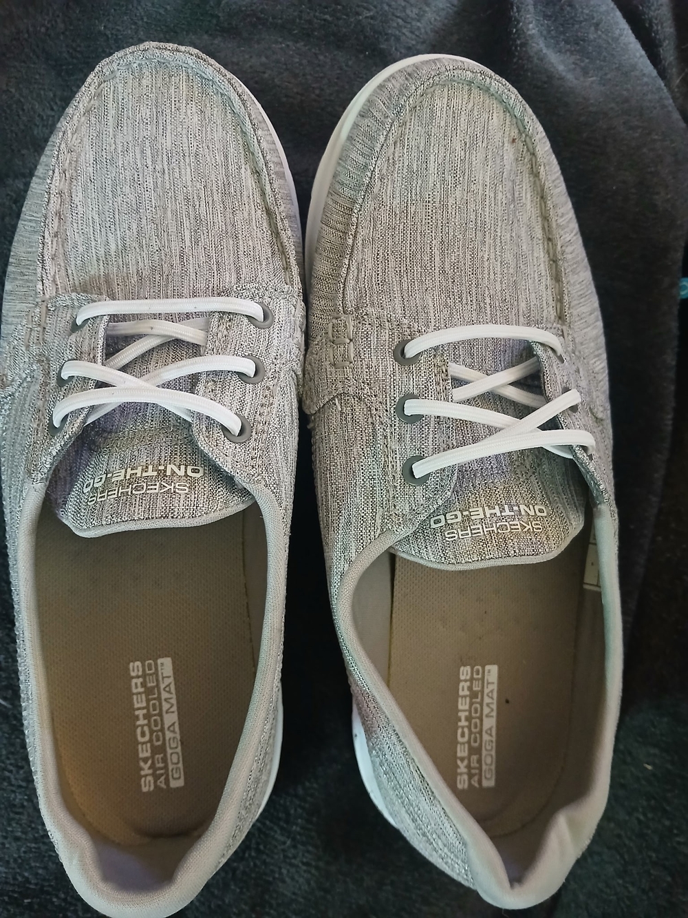 Skechers Women’s Size 7 Air Cooled Goga Mat Gray Casual Lace Up Shoes 114133W